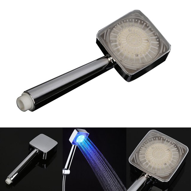 LED Light Hand Held Shower Head Sprayer with Color Changing Temperature Sensor
