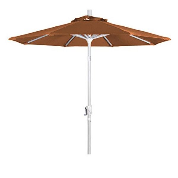 Parasol de Marché en Aluminium de 7,5 Pieds à Inclinaison par Pression Blanc Mat/oléfine/coucher de Soleil