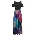 thumbnail image 3 of Robes d'Été pour Femmes 2022 Robe Décontractée Élégante pour Femmes à Épaules Dénudées avec Poches, Imprimé Floral, Maxi à Manches Courtes, 3 of 5
