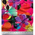 thumbnail image 1 of Soimoi Tissu Crêpe polyester Fleurs Colorées Imprimé par Yard 42 Pouces de Large, 1 of 3