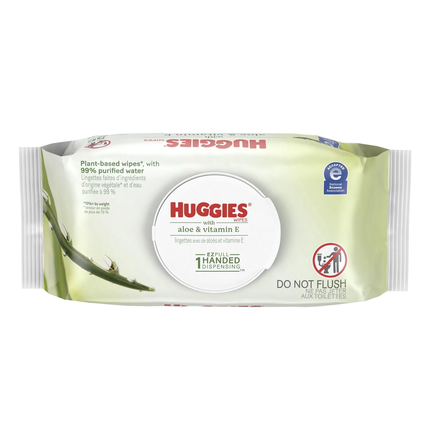 Huggies Aloe & Vitamin E, UNSCENTED, 1 Flip Top Pack, 56 Wipes