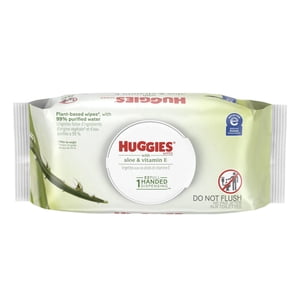 Huggies Aloe & Vitamin E, UNSCENTED, 1 Flip Top Pack, 56 Wipes