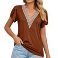 thumbnail image 3 of Pompotops Women's V- Neck Recreational Short Sleeve Tops, 3 of 9
