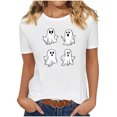 thumbnail image 1 of purcolt T-Shirts d'Halloween pour Femmes, T-Shirts Graphiques à Imprimé Drôle Hauts d'Été à Col Rond Manches Courtes T-Shirts Blouses de Fête Cadeau, 1 of 7