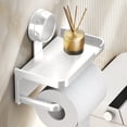 thumbnail image 4 of Chmadoxn Bathroom Storage & Organization, Double Layer Suction Cup Paper Rack Toilet Paper Box Paper Towel Rack Storage Rack Paper Drawer Storage Rack Plastics Suction cup paper holder, 4 of 6