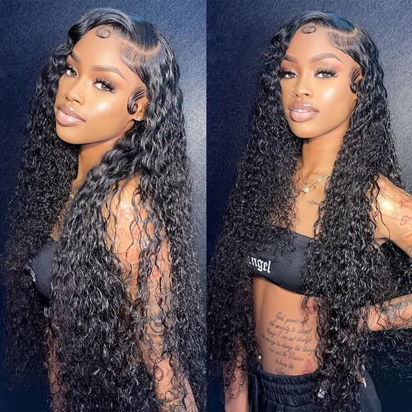 Mid Split Toupee Danhjin Front Lace Wigs Hair Pre Plucked Wigs Hair Glueless Wigs Human Hair For Women Brazilian Wig Water Corn Perm 65cm Makeup
