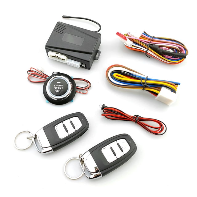 12V Vehicle Remote Start System with One-Key Ignition & Anti-Theft Function, 433.92MHz Frequency, 60M Remote Range, BT4.0 (10M Connection), ABS Material, Includes 2 Remotes, Start Button, Host &