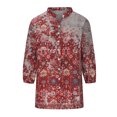 thumbnail image 4 of Pompotops Mode Femme Ample Col en V Manches 3/4 Imprimé devant Bouton Cardigan Chemise Hauts T-shirt Liquidation, 4 of 6