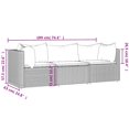 thumbnail image 4 of vidaXL 3 Piece Garden Lounge Set with Cushions Brown Poly Rattan, 4 of 5