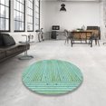 thumbnail image 4 of Ahgly Company Tapis Rond Lavable en Machine Intérieur Transitionnel Moyen Vert Mer, 3 Pieds Rond, 4 of 7
