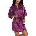 thumbnail image 2 of Tqcoqu Women Hot Fix Casual Solid Color Simulated Silk Home Clothing Robes, 2 of 6