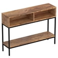 thumbnail image 1 of Industrial Chic Solid Wood & Wrought Iron Console Table in Natural Burnt, 1 of 7