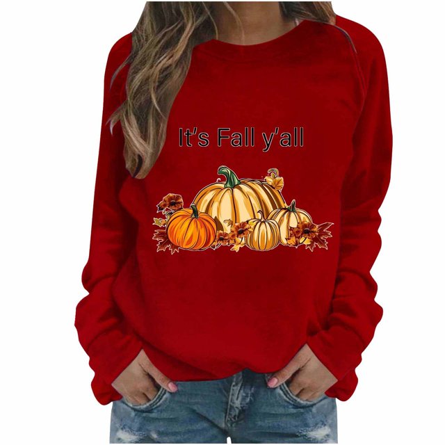 Pisexur Chandail de l\'Action de Grâce Orange à Col Rond Chandails Mode à Motif de Citrouille Chandails Grateful Blessed Chandail d'Automne Chandail à Manches Longues Chandail à Enfiler Hauts pour Femmes