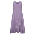 thumbnail image 5 of RKSTN Robes d'Été pour Femmes 2024 Décontractées en Coton et Lin à Col Rond Sans Manches Robes de Plage Amples Grande Taille à Imprimé Floral Évasées Maxi, 5 of 5