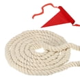 thumbnail image 1 of Unique Bargains 39 Feet Tug of War Rope for Adults Teen 3-Strand Natural Twisted Cotton Rope with Flag Beige, 1 of 7