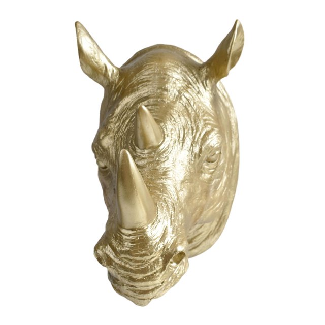 jifeng Décoration Murale Tête de Rhinocéros Décoration de Chambre Intérieure Cadeau Sculpture en Résine