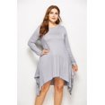 thumbnail image 3 of U.Vomade Women's Fall Plus Size Dress Solid Color Round Neck Long Sleeve Pocket Dress, 3 of 7
