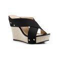 thumbnail image 1 of BLISSFUL STEP Women's Linen Platform Slide Wedge Open Toe Sandals, 1 of 6