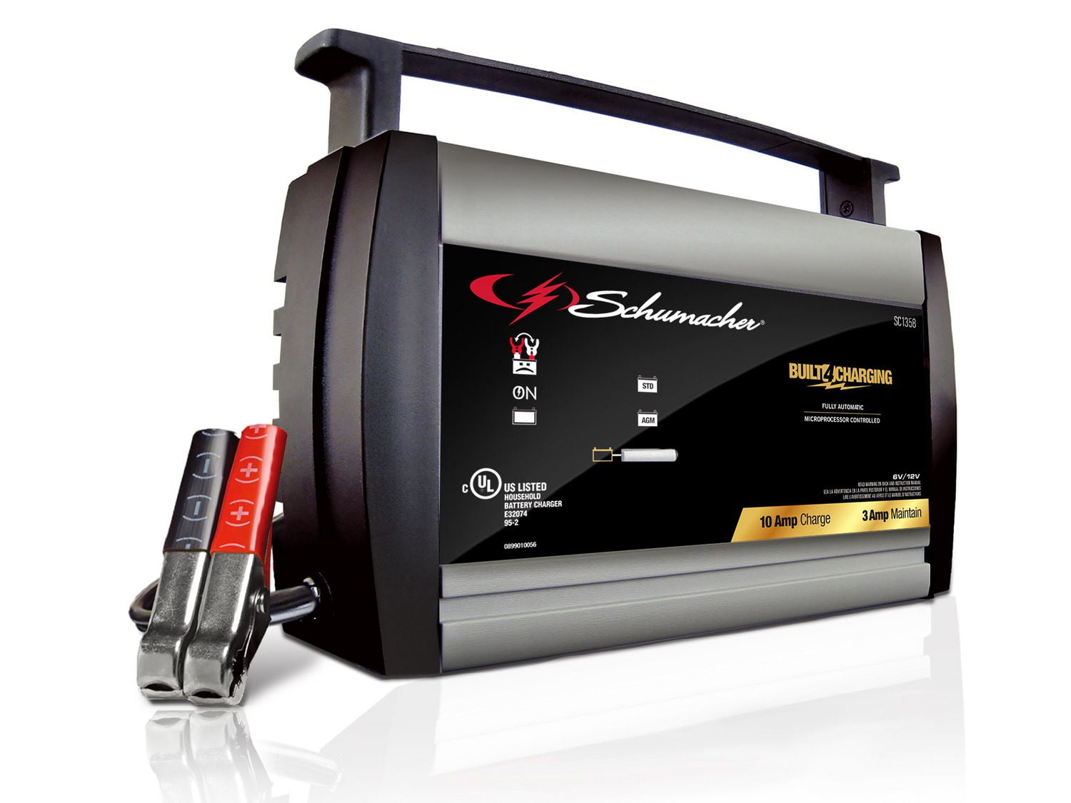 Schumacher Electric 10 Amp 3-in-1 Fully Automatic 6V/12V Car Battery Charger and Maintainer, SC1358