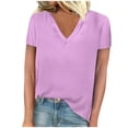 thumbnail image 1 of FAIWAD Womens Summer Tops Short Sleeve V Neck Pullover Shirts Loose Casual Solid Color Basic Tops, 1 of 3