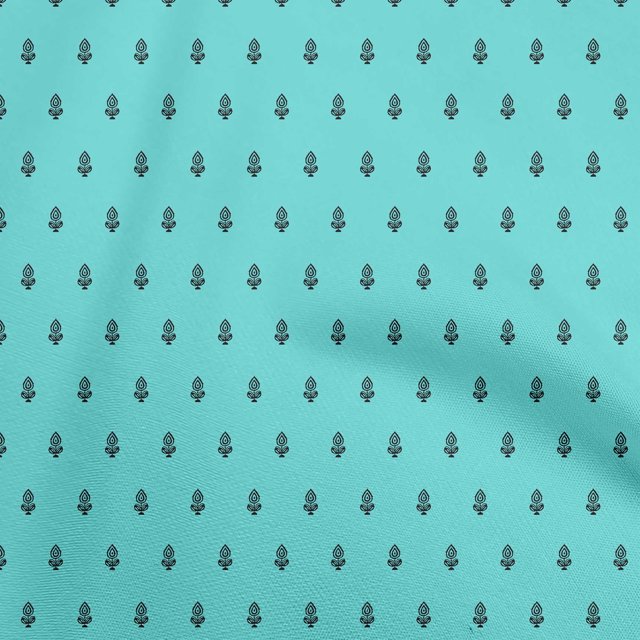 oneOone Velvet Turquoise Blue Fabric Asian Floral Block Craft Projects Decor Fabric Printed By The Yard 58 Inch Wide
