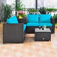 thumbnail image 2 of Costway 4PCS Outdoor Patio Rattan Furniture Set Cushion Loveseat Storage Table Turquoise, 2 of 10