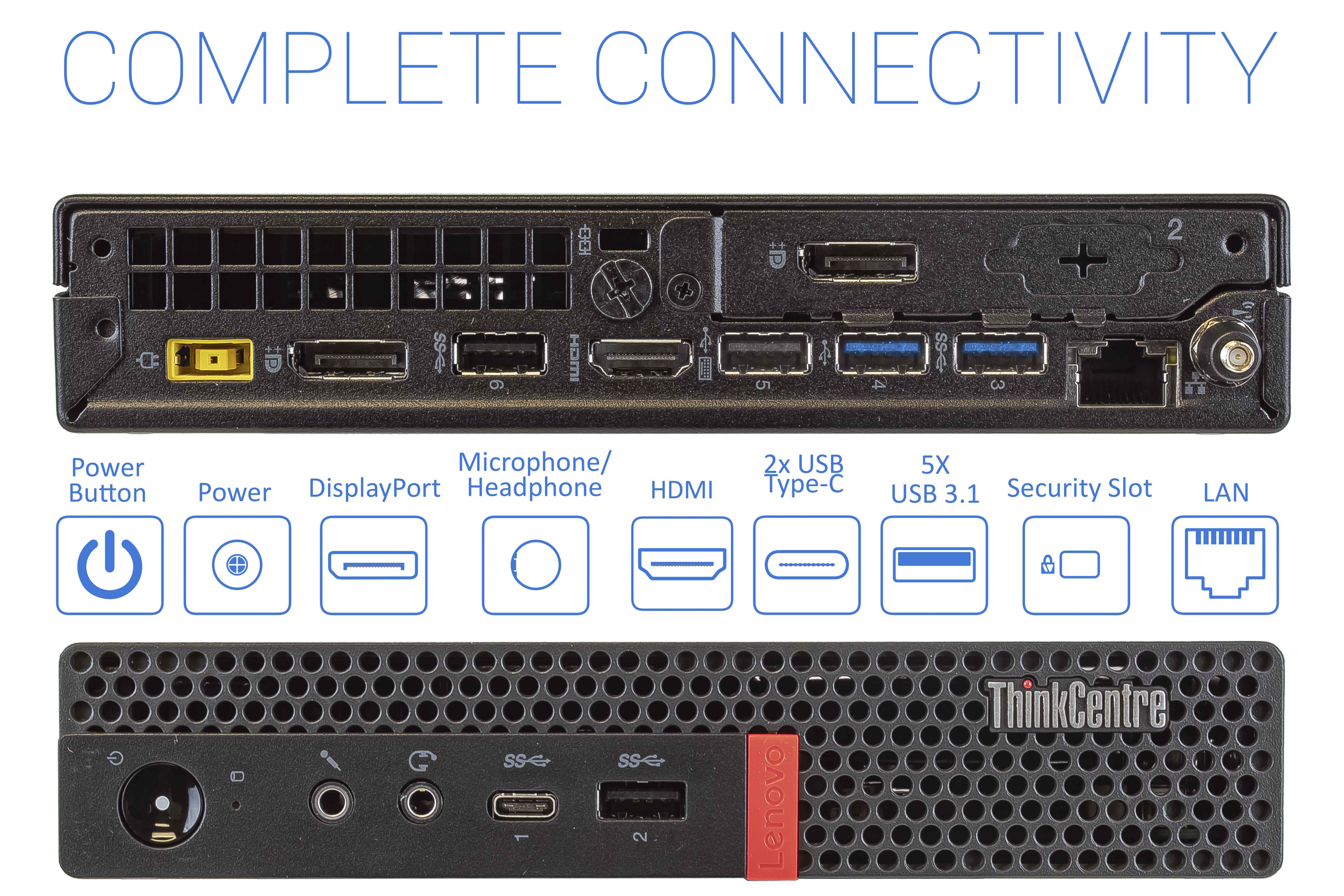 Lenovo ThinkCentre M720q Mini PC, Intel Core i3-8100T 3.1GHz, 8GB