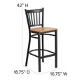 thumbnail image 2 of HERCULES Series Black Vertical Back Metal Restaurant Barstool - Natural Wood Seat, 2 of 9