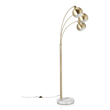 Bouclair Gold 3-Head Floor Lamp with Marble Base 14 X 72 in (35.56 X 182.88 cm)