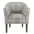 thumbnail image 3 of HomePop by Kinfine Chaise Rembourrée en Tissu - Chaise d'Appoint en Forme de Tonneau, Médaillon Gris, 3 of 5