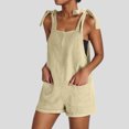 thumbnail image 2 of yoeyez Womens Jumpsuits And Rompers Casual,Ladies Corduroy Adjustable Straps Rompers Sleeveless Solid Color Shorts Overalls With Pockets Beige,XL, 2 of 7