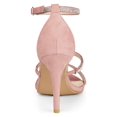 thumbnail image 4 of BLISSFUL STEP Women's Shoes Rhinestone Stiletto Heel Ankle Strap Sandals Light Pink 9, 4 of 8