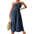 thumbnail image 1 of Women Romper Sleeveless Off-Shoulder Neck Wide-Leg Trousers, 1 of 4