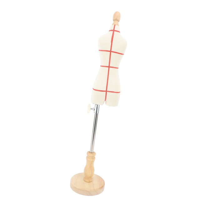 Mannequin Torse Féminin avec Support, Mini Modèle Réglable Corps de Mannequin avec Base en Bois pour la Pratique de la Couture de la Robe