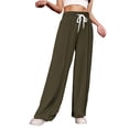 thumbnail image 1 of Timegard Wide Leg Pants for Women Elastic High Waist Running Trousers Fall Solid Color Joggers Pants, 1 of 4