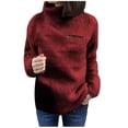 thumbnail image 1 of Women Solid Color Zippers Turtleneck Sweatshirt Pullover Tops Warm Blouse Winter, 1 of 1