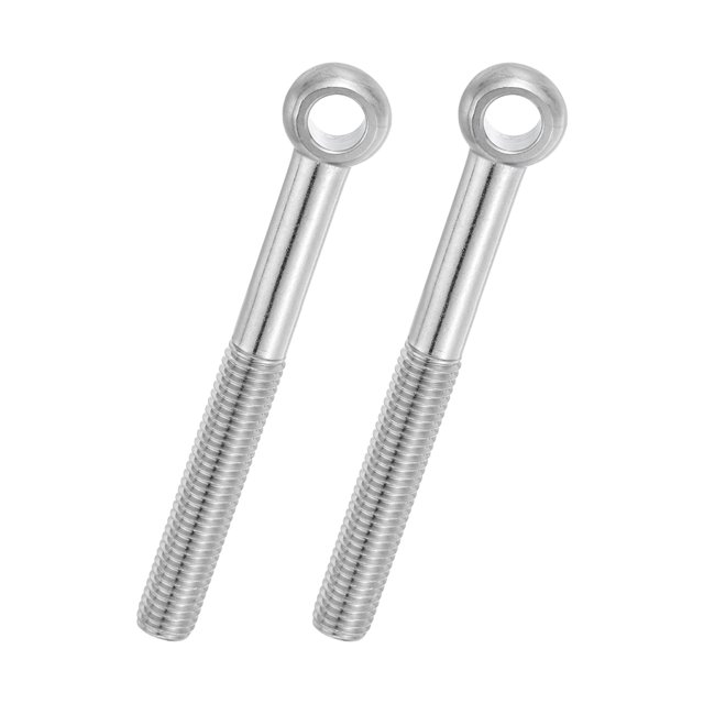 Uxcell 2 Pcs M12x110mm Shoulder Swing Lifting Eye Bolt, 304 Stainless Steel Metric Half Tooth Thread Fisheye Eye Slip Hole Screw Rigging Bolt Metal Fasteners Screws, Silver Tone