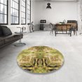 thumbnail image 4 of Ahgly Tapis d'Intérieur Lavable en Machine Carré Transitionnel Brun Doré Jaune, 8 Pieds Carré, 4 of 7