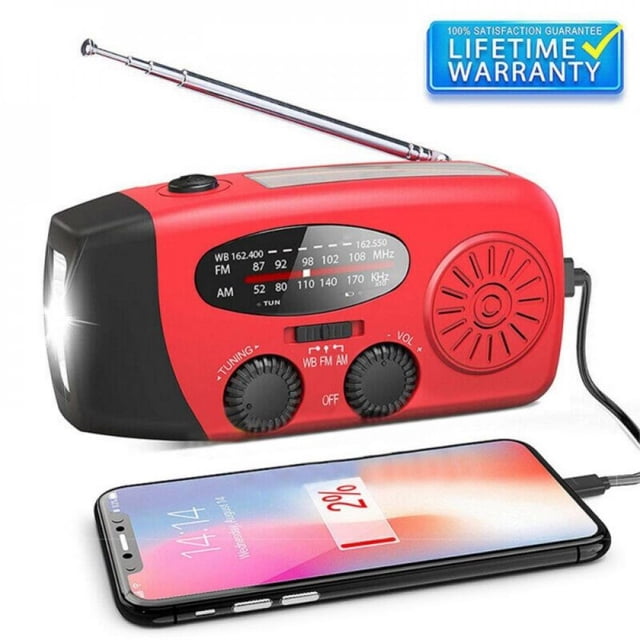 Solar Hand-cranked Radio Dynamo Upgraded Solar AM/FM/NOAA Weather Forecast Radio LED Flashlight Charging Emergency 2000MAH
