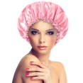 thumbnail image 3 of Satin Bonnet Sleeping Cap Double Layer Elasticated Trim Soft Night Hat for Woman, 3 of 3