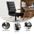 thumbnail image 2 of Mid-Back Black Leather Executive Swivel Chair with Chrome Base and Arms, 2 of 9