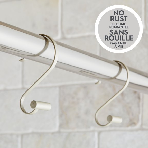 Crochets de douche antirouille en forme de S Better Homes & Gardens avec embouts en T, nickel, ensemble de 12