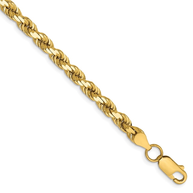 Bracelet Chaîne Corde en Or Jaune 14k 8 Pouces 4,5 mm