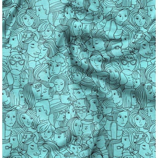 Soimoi Green Rayon Fabric Human Face Print Sewing Fabric Yard 56 Inch Wide