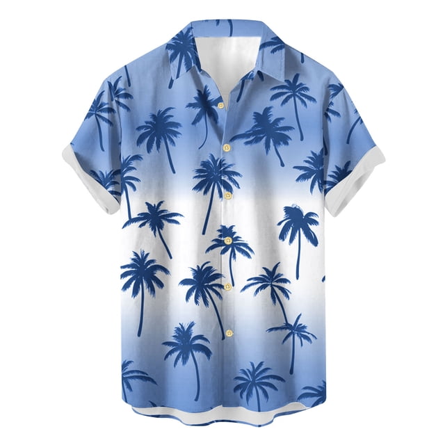 Weiqiqre Mens T-shirts Loose Fit, Floral Print Tropical Button Down Shirts