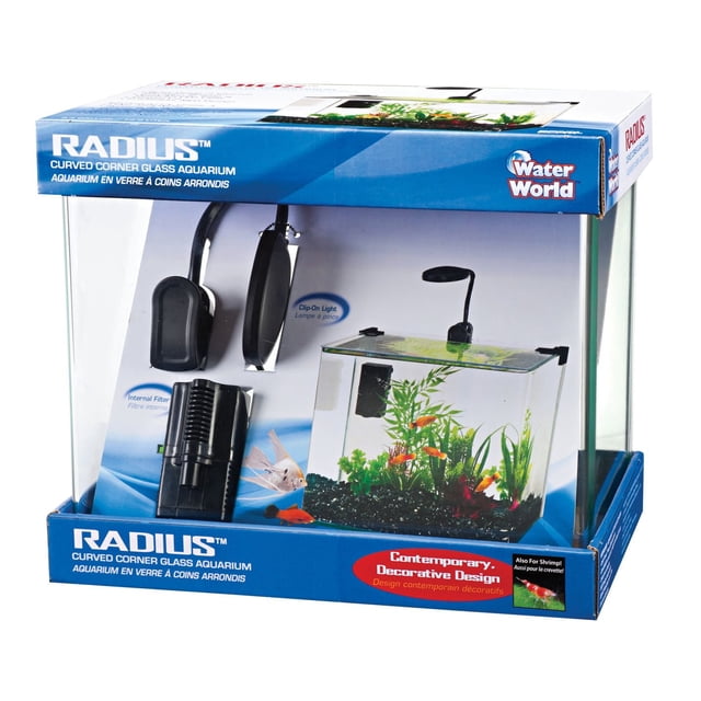 Penn-Plax Water-World Radius 3.4 Gallon Frameless Desktop Aquarium Kit with Cascade 170 Internal Filter