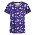 thumbnail image 3 of LSLJS Blouse d'Infirmière de Pâques pour Femmes, Imprimé Œuf et Lapin, Uniforme de Travail à Manches Courtes, Col en V, avec Poches, 3 of 4