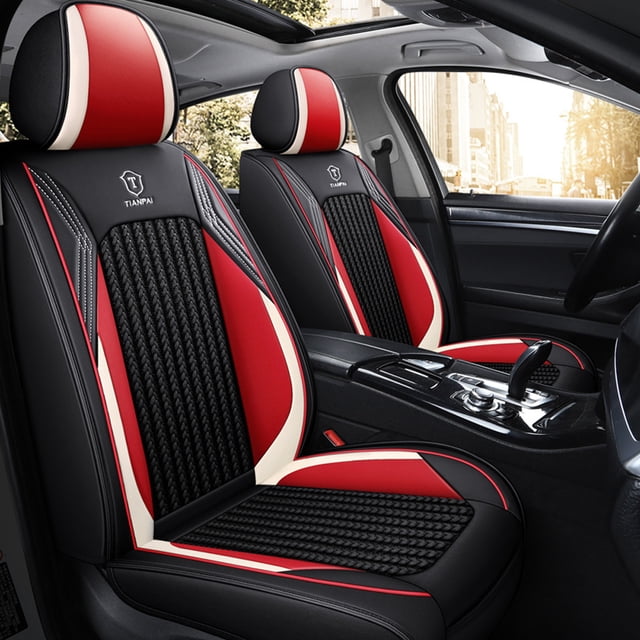 Maidao Car Seat Covers Full Set Leather for Mercedes-Benz for CLK320 1999-2009 5 Seats Water Resistant Front Rear Cushion Protector Red