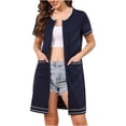thumbnail image 2 of Timegard Robe de Nuit pour Femmes à Col Rond avec Fermeture Éclair, Manches Courtes, Fente Latérale, Robe Décontractée de Maison avec Poches, 2 of 7