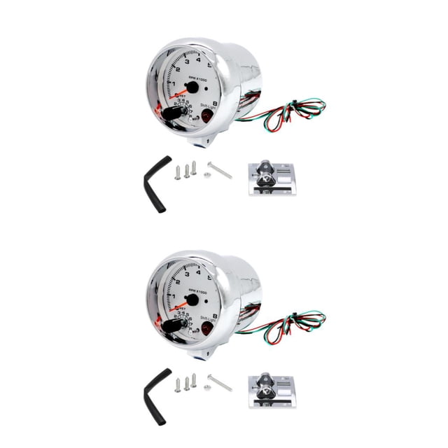 Maytalsory 12V Car 3.75Inch Tachometer Tacho Gauge Tachometer Gauge Tachometer with 7 LED Colors Shift Light 0-8000 RPM with 7 LED Colors Shift Light 0-8000 RPM Gauge Electrical Tachometer 2Set